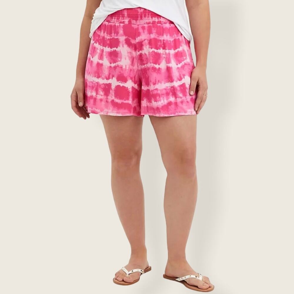 Torrid NWT Plus Size 00 Pink & White High Rise Super Soft Tye Dye Lounge Shorts